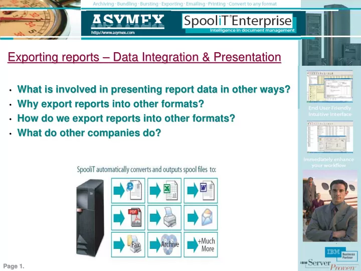 exporting reports data integration presentation data