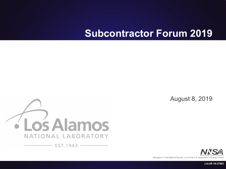subcontractor forum 2019
