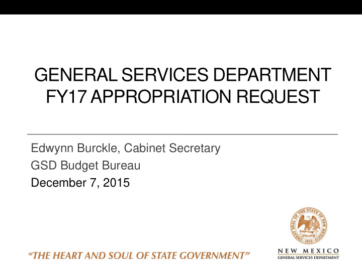 general services department fy17 appropriation request