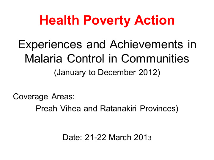 health poverty action