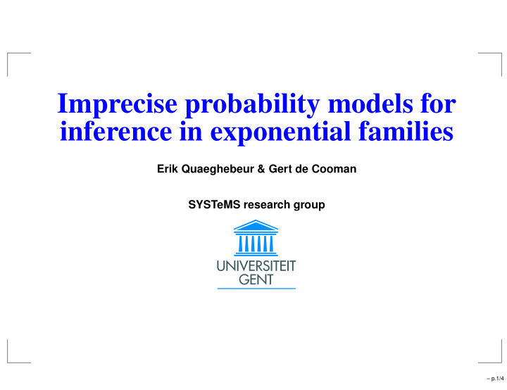 imprecise probability models for inference in exponential