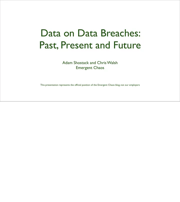 data on data breaches past present and future