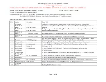 Page 1 of 16  SRI SAIRAM INSTITUTE OF MANAGEMENT STUDIES 7 t h Intern ational  Con ference  on