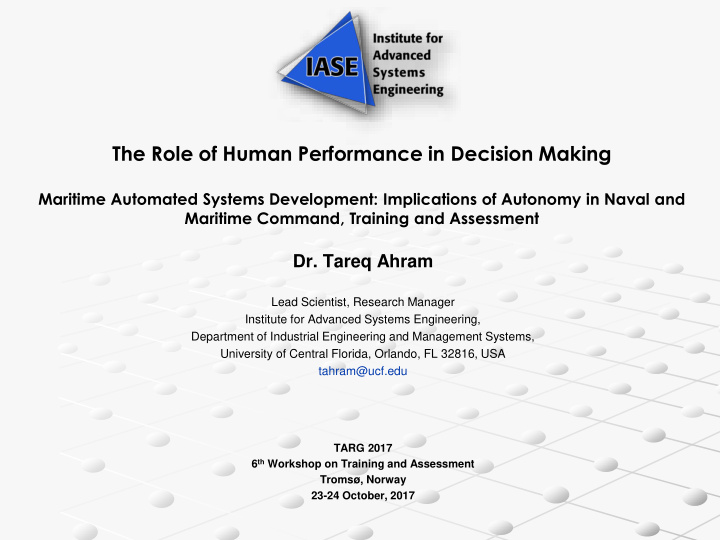the role of human performance in decision making