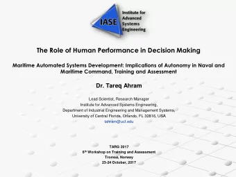 The Role of Human Performance in Decision Making  Maritime Automated Systems Development: