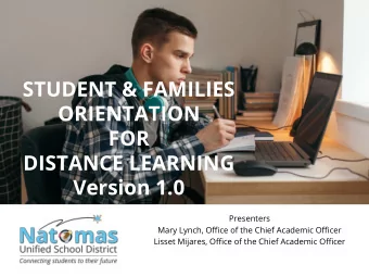 STUDENT &amp; FAMILIES  ORIENTATION  FOR  DISTANCE LEARNING  Version 1.0  Presenters  Mary Lynch,