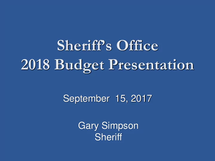 2018 budget presentation