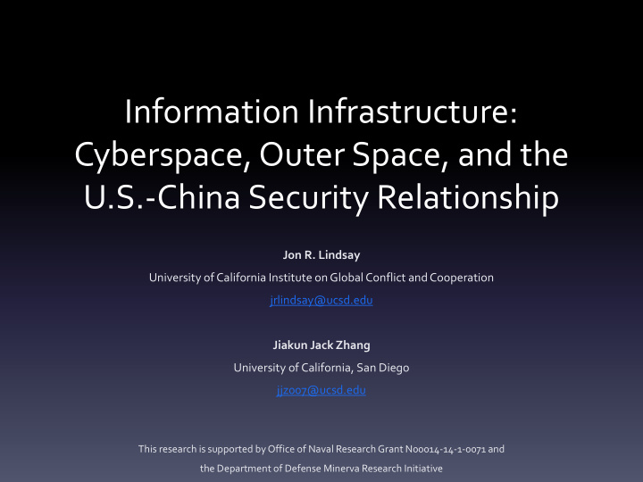 information infrastructure cyberspace outer space and the