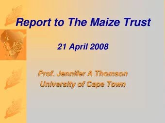 Report to The Maize Trust  21 April 2008  Prof. Jennifer A Thomson  University of Cape Town