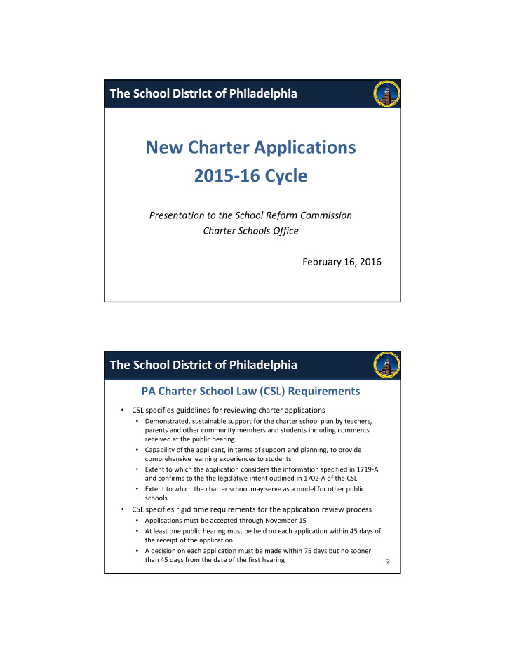 new charter applications 2015 16 cycle