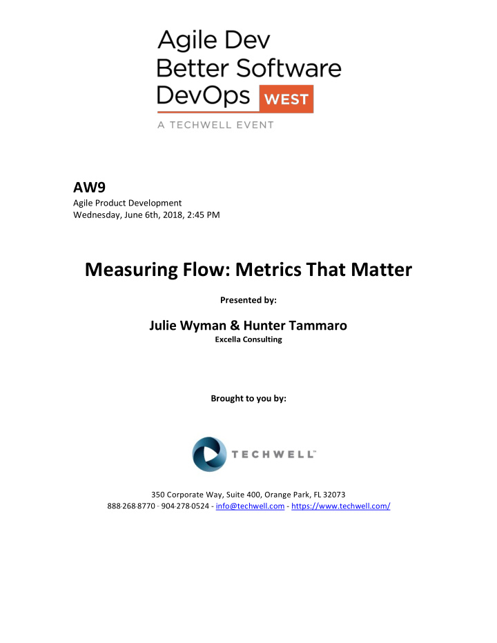 measuring flow metrics that matter