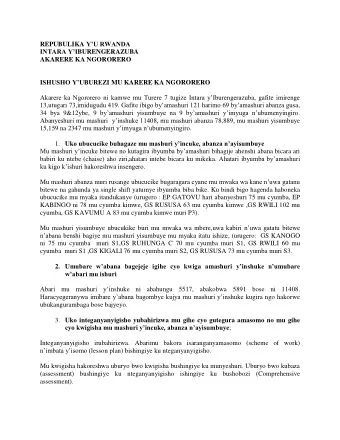 REPUBULIKA YU RWANDA INTARA YI BURENGERAZUBA  AKARERE KA NGORORERO ISHUSHO YUBUREZI MU