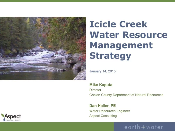 icicle creek water resource management strategy