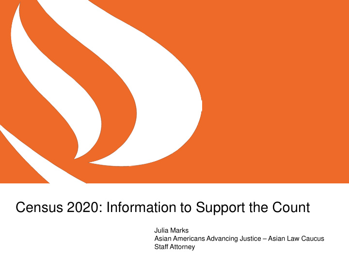 census 2020 information to support the count