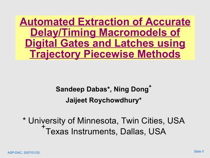 automated extraction of accurate delay timing macromodels