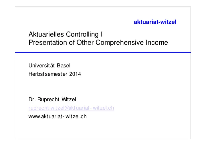 aktuarielles controlling i presentation of other