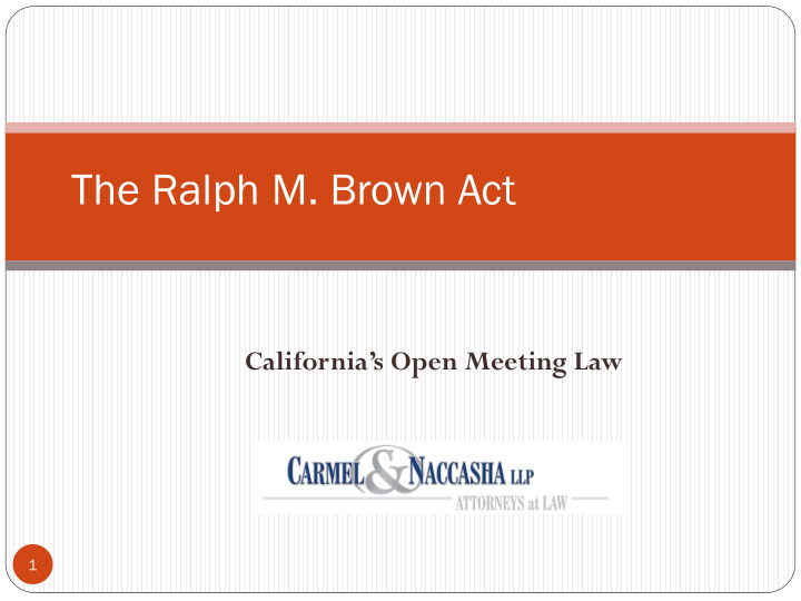 the ralph m brown act