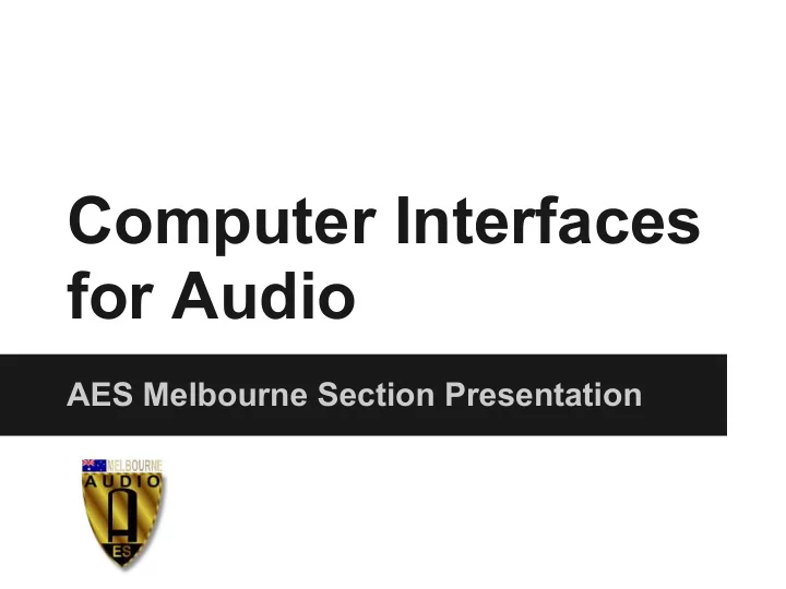computer interfaces for audio