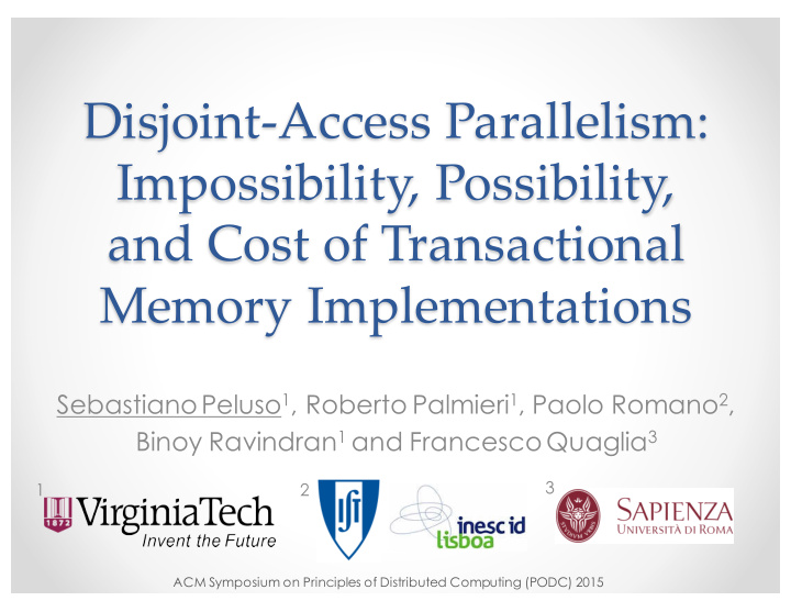 disjoint access parallelism impossibility possibility and