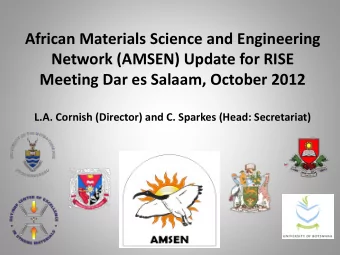 African Materials Science and Engineering Network (AMSEN) Update for RISE Meeting Dar es Salaam,