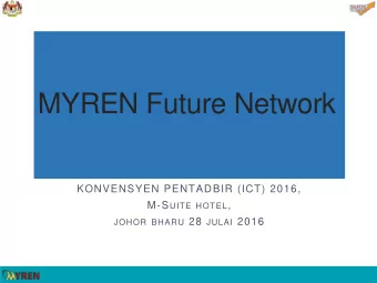 MYREN Future Network  KONVENSYEN PENTADBIR (ICT) 2016, M-S UITE HOTEL , JOHOR BHARU 28 JULAI 2016