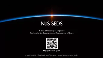 NUS  US SEDS  SEDS  National University of Singapore  Students for the Exploration and Development