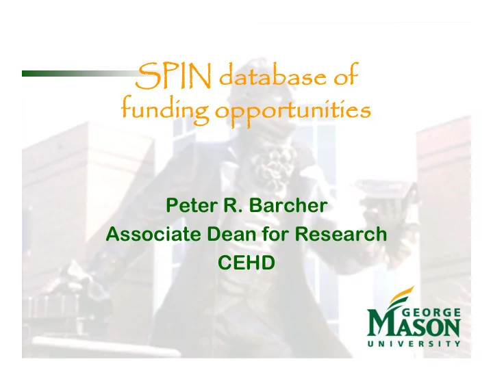 spin database of spin database of funding opportunities