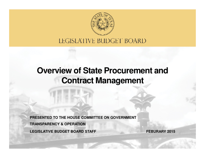 overview of state procurement and contract management