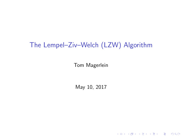 the lempel ziv welch lzw algorithm