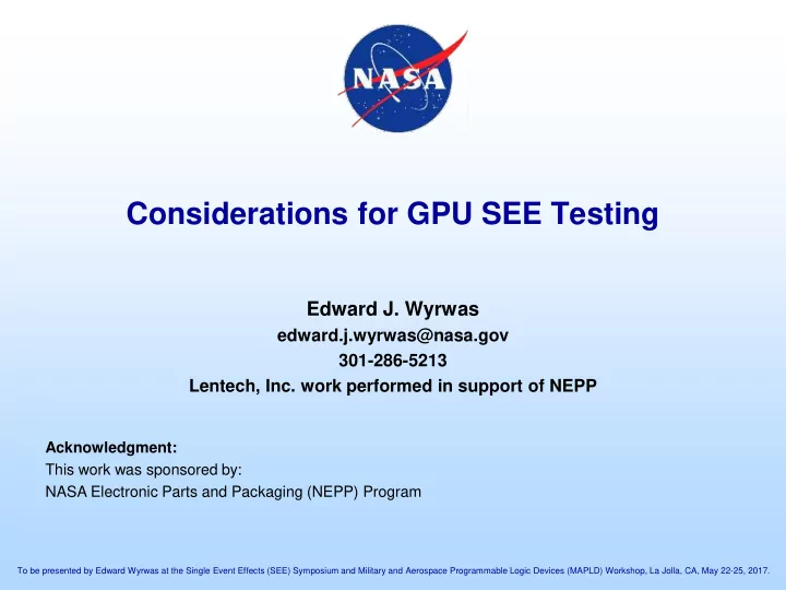 considerations for gpu see testing