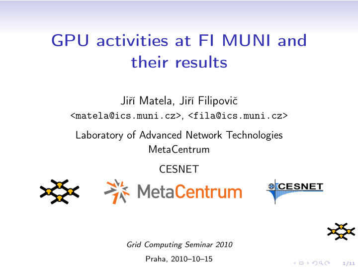 gpu activities at fi muni and their results