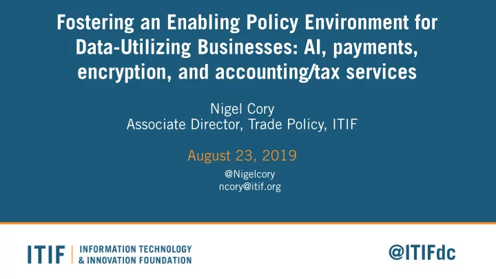 fostering an enabling policy environment for data