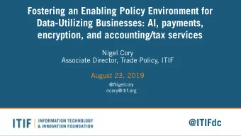 Fostering an Enabling Policy Environment for  Data-Utilizing Businesses: AI, payments,  encryption,