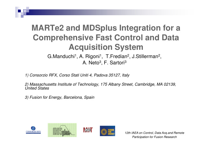 marte2 and mdsplus integration for a comprehensive fast