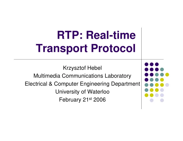 rtp real time transport protocol