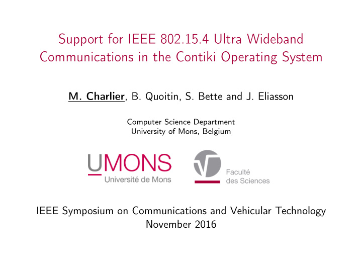 support for ieee 802 15 4 ultra wideband communications