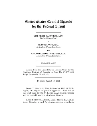 United States Court of Appeals  for the Federal Circuit  __________________________  CBT FLINT