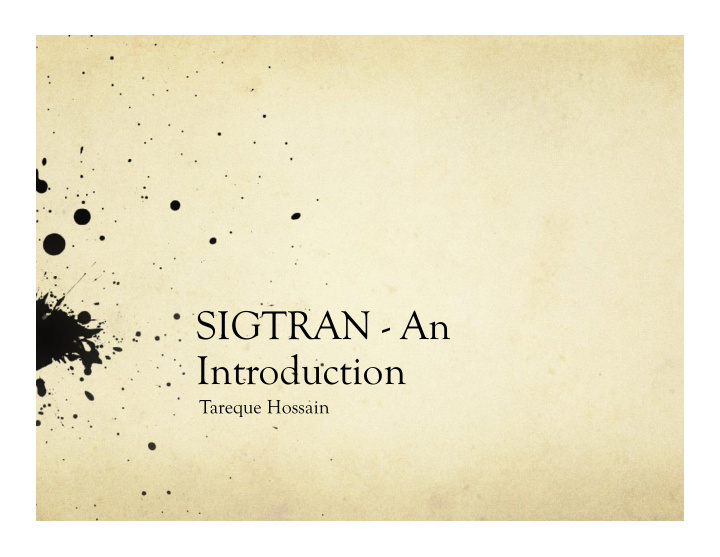 sigtran an introduction