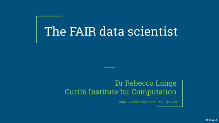 the fair data scientist