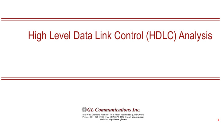 high level data link control hdlc analysis