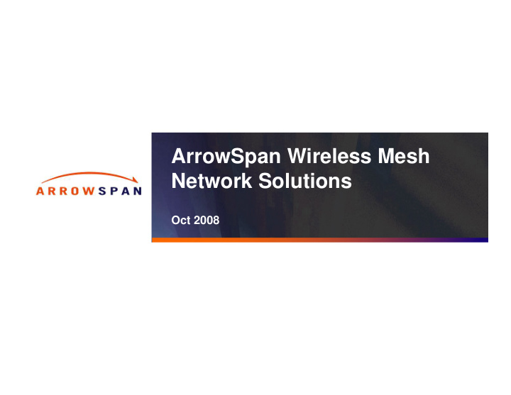 arrowspan wireless mesh network solutions