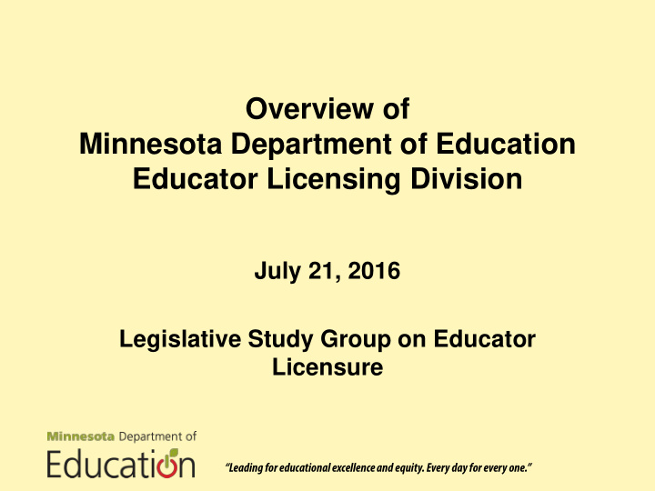 overview of minnesota department of education educator