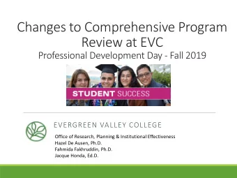 Changes to Comprehensive Program  Review at EVC  Professional Development Day - Fall 2019