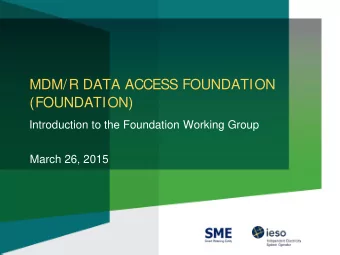 MDM/R DATA ACCESS FOUNDATION  (FOUNDATION)  Introduction to the Foundation Working Group  March 26,