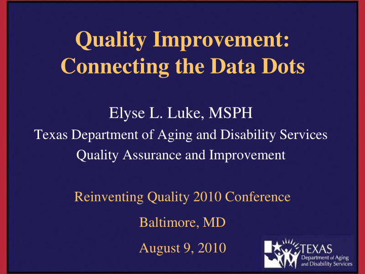 quality improvement connecting the data dots