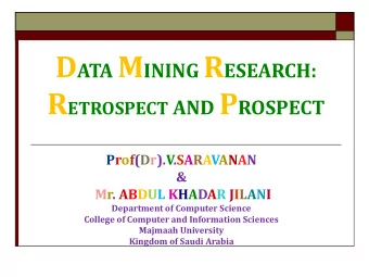 AGENDA  Introduction  1.  The Top 10  2.  Data  Mining Applications    Challenging Research
