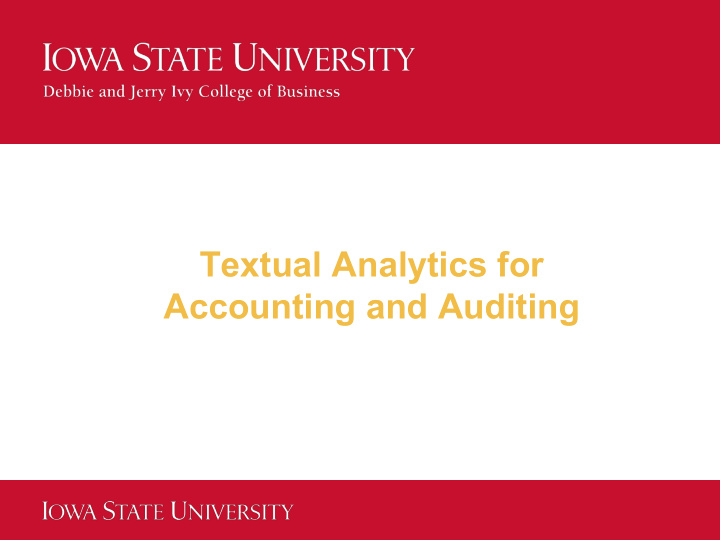 textual analytics for accounting and auditing thanks to