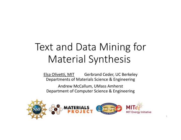 text and data mining for material synthesis