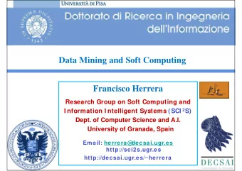 Data Mining and Soft Computing  Francisco Herrera  Research Group on Soft Computing and I