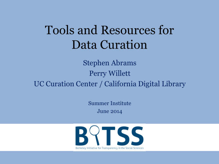 tools and resources for data curation